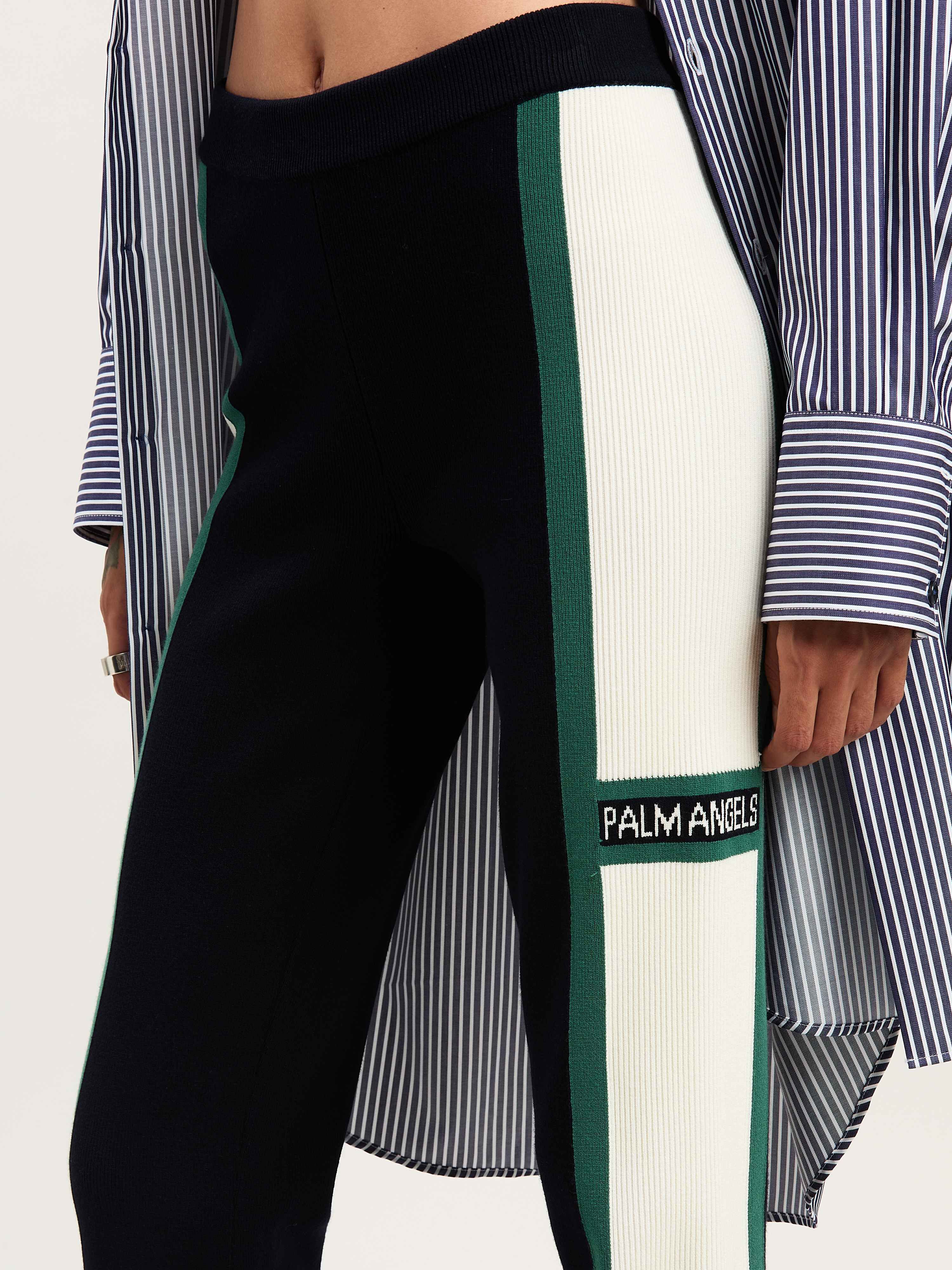 PALM ANGELS  Racing Knit Pants NAVY BLUE - OFF WHITE PWHG034S25KNI001
