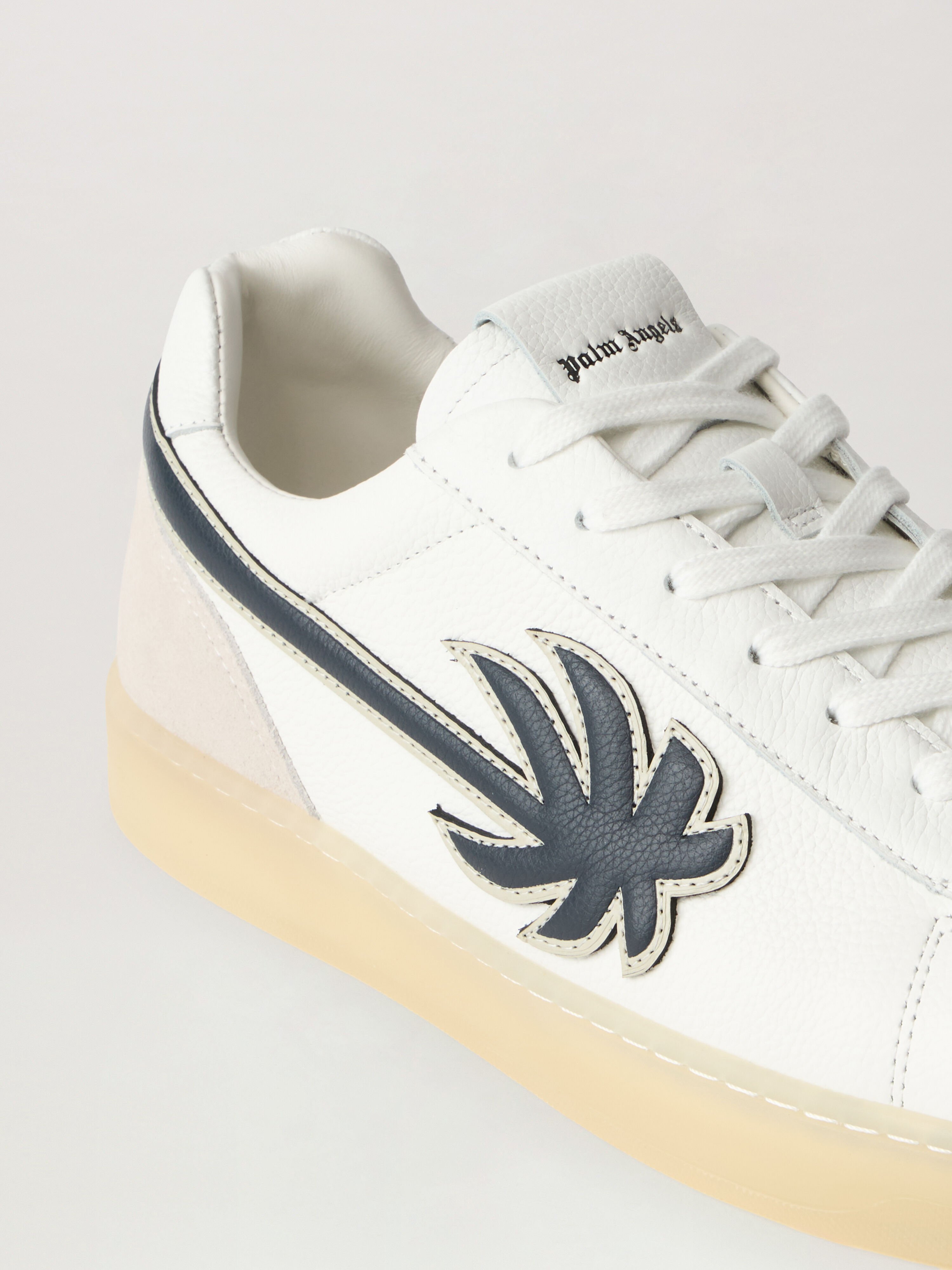 PALM ANGELS Palm Tennis Lea Sneakers WHITE NAVY BLUE PMIA111S26LEA002