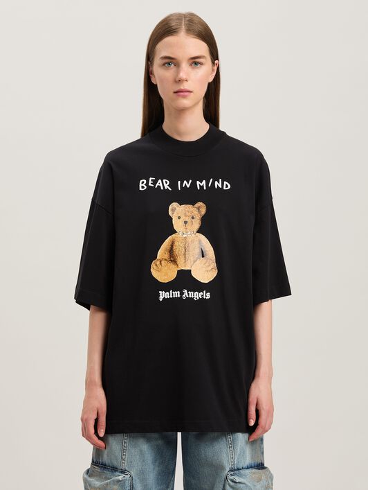 PALM ANGELS  Bear in Mind loose T-shirt BLACK - BROWN PWAA017S25JER005