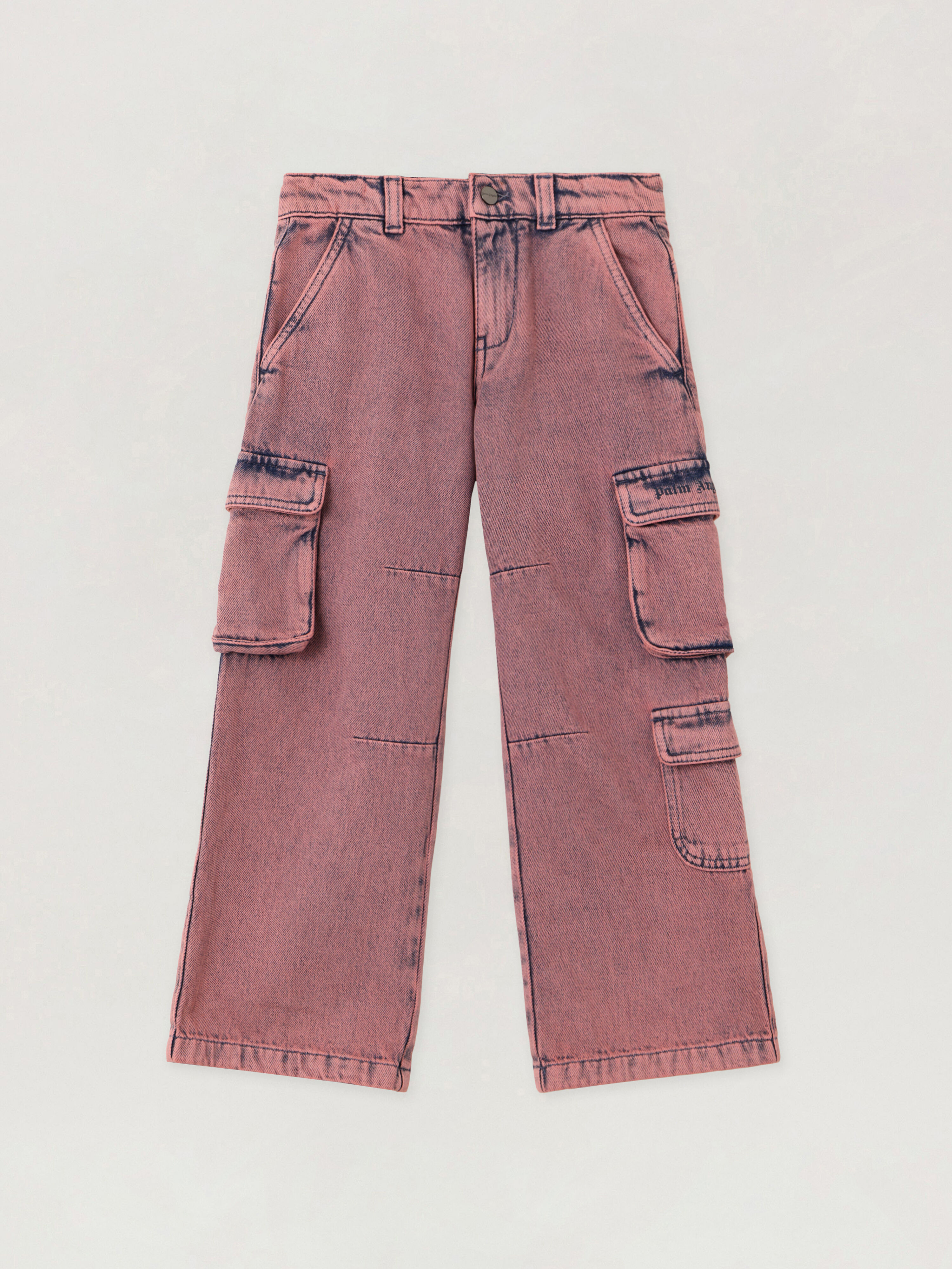 Overdye Wide-Leg Cargo Denim Pants in ANTIQUE ROSE BLUE | Palm Angels®