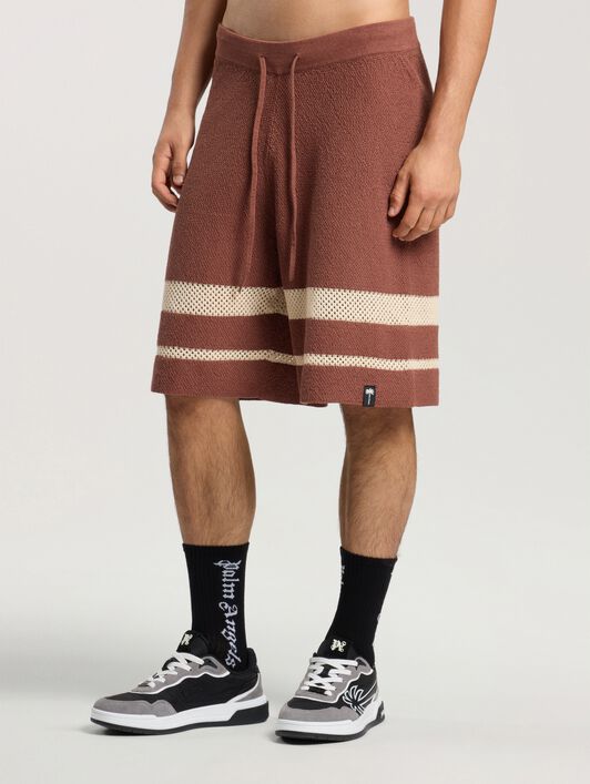 Palm Type Loose Knit Shorts PALM ANGELS Palm Type Loose Knit Shorts BROWN - KAKI PAMHM01F26KN01