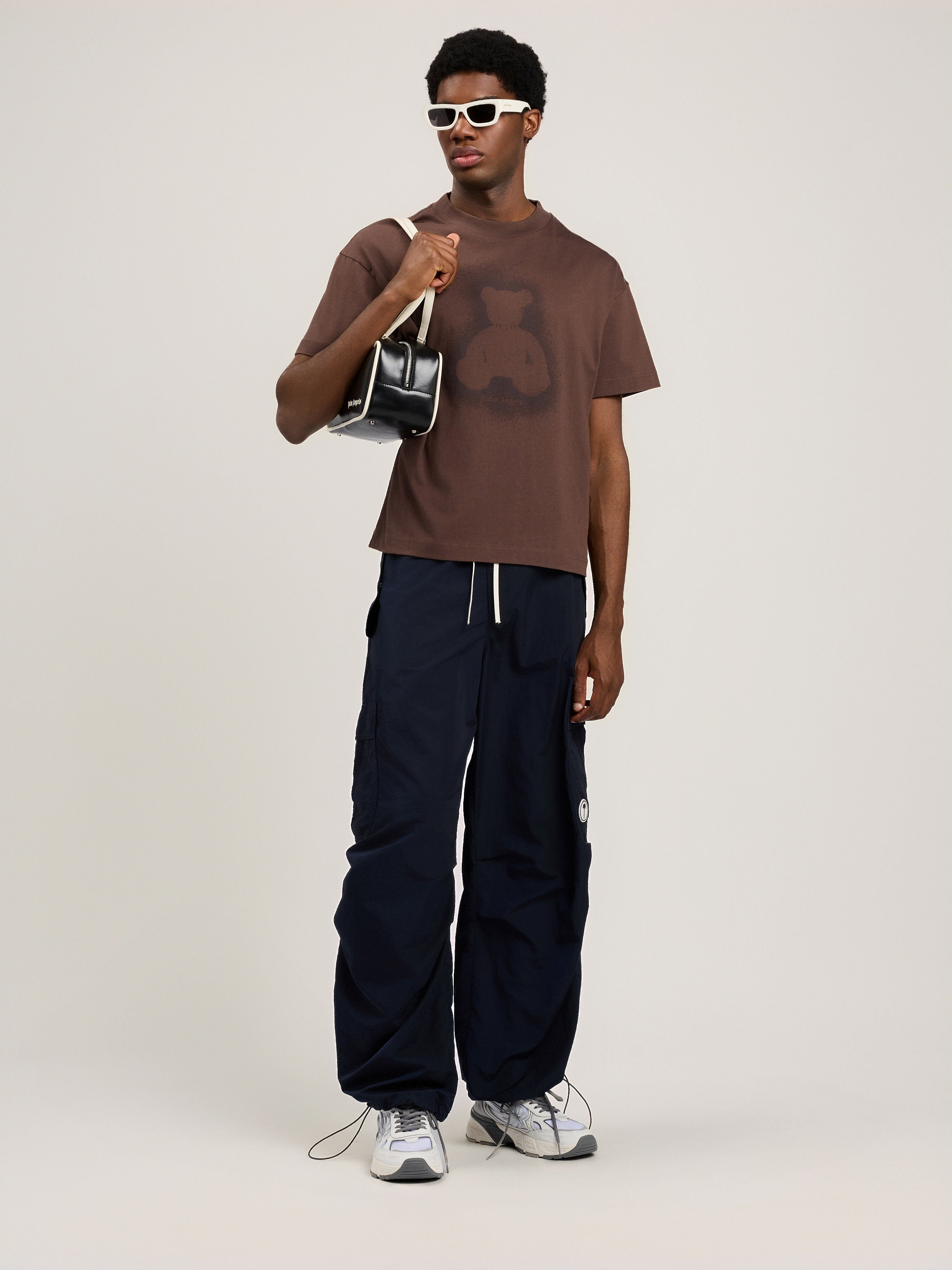 PALM ANGELS Spray Bear T-Shirt BROWN DARK BROWN PMAA109S26JER001