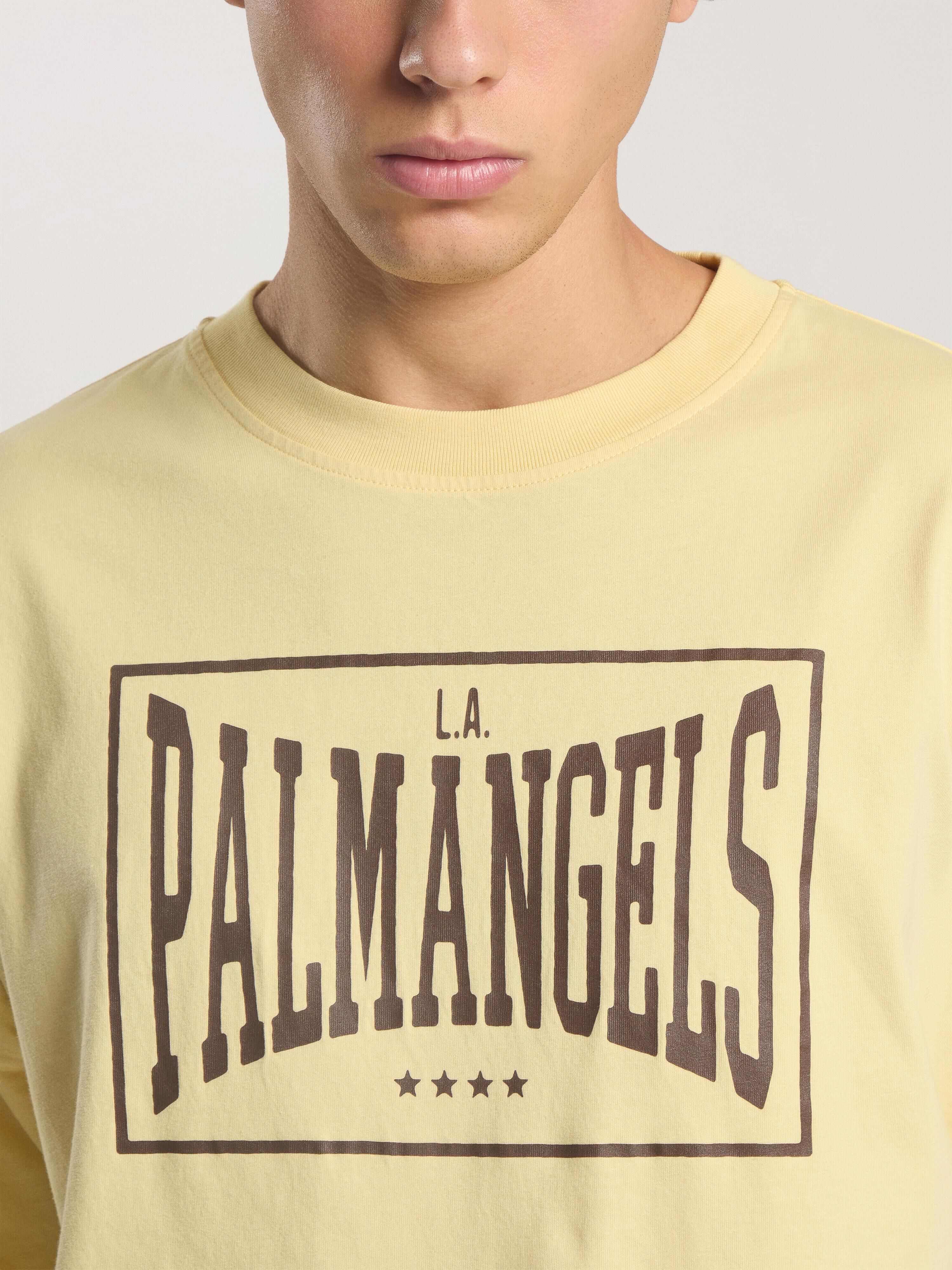 Vintage Box Logo Loose T-Shirt PALM ANGELS Vintage Box Logo Loose T-Shirt LIGHT YELLOW - BROWN PAMAA03F26JR04
