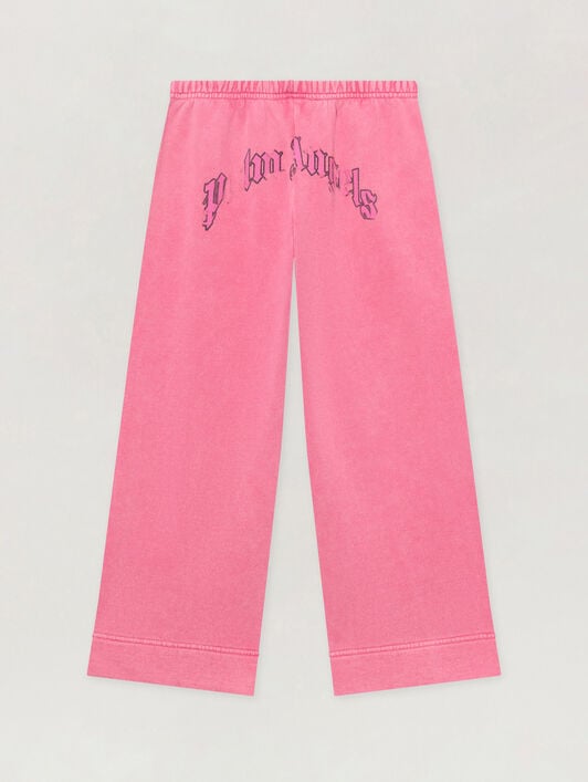 PALM ANGELS Curved Logo Faded Wide Pants FUCSIA/FUCHSIA PGCH00BS26FLE001