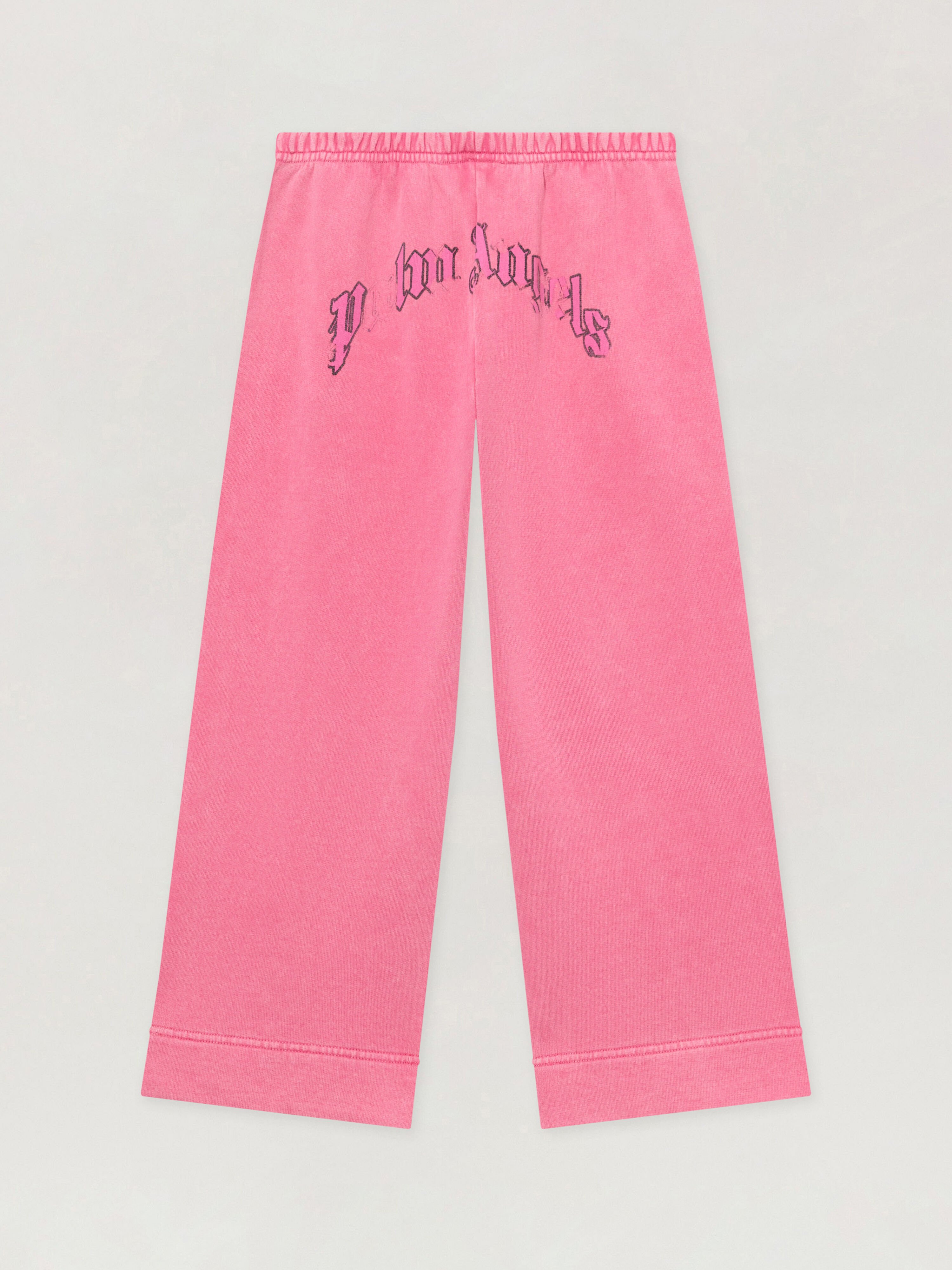 PALM ANGELS Curved Logo Faded Wide Pants FUCSIA/FUCHSIA PGCH00BS26FLE001