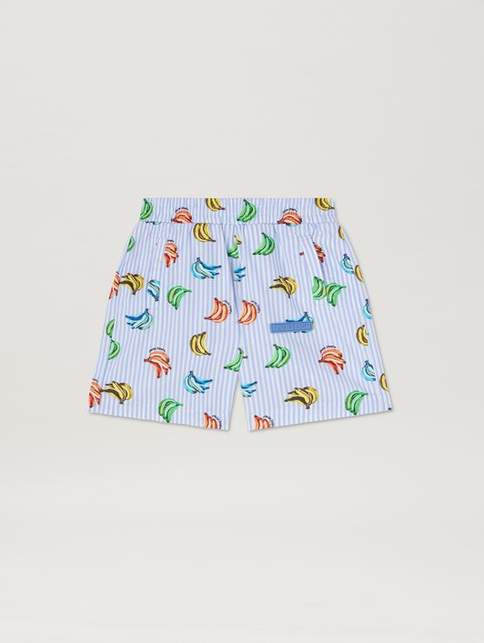 PALM ANGELS  Shorts mit Bananen-Print LIGHT BLUE DUSTY BLUE PBCB006S25FAB003