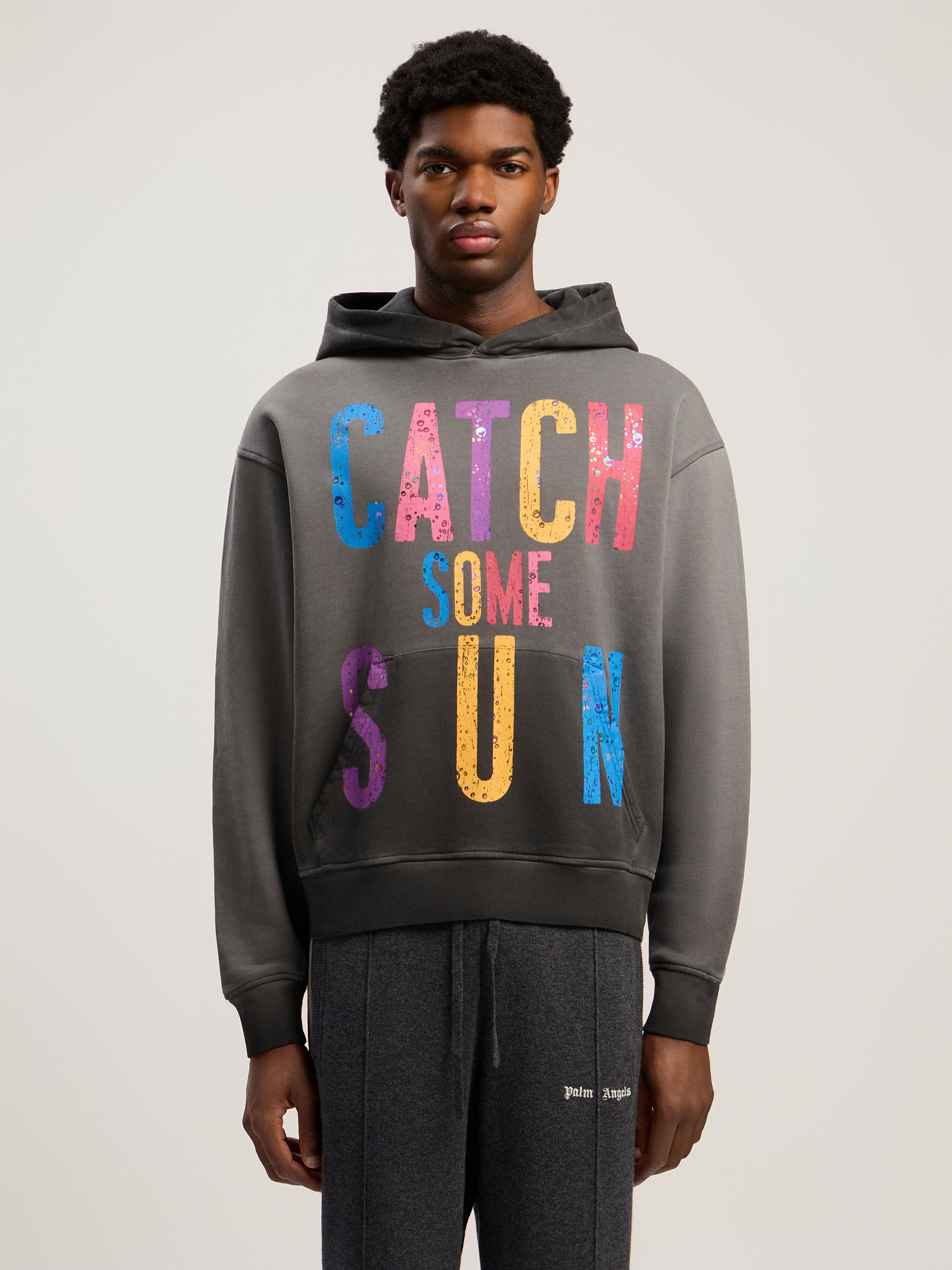 PALM ANGELS Catch Some Sun Hoodie BLACK - MULTICOLOR PMBB17DF25FLE001