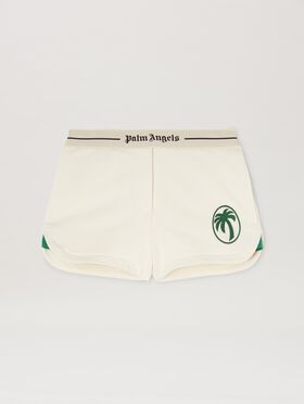 PALM ANGELS  Oval Palm Sweat Shorts BLACK - OFF WHITE PWCL005C99FAB002