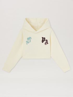 PALM ANGELS  Team Palm cropped hoodie BUTTER BLACK PGBB017S25FLE001