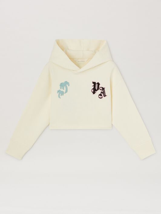 PALM ANGELS  Team Palm cropped hoodie BUTTER BLACK PGBB017S25FLE001