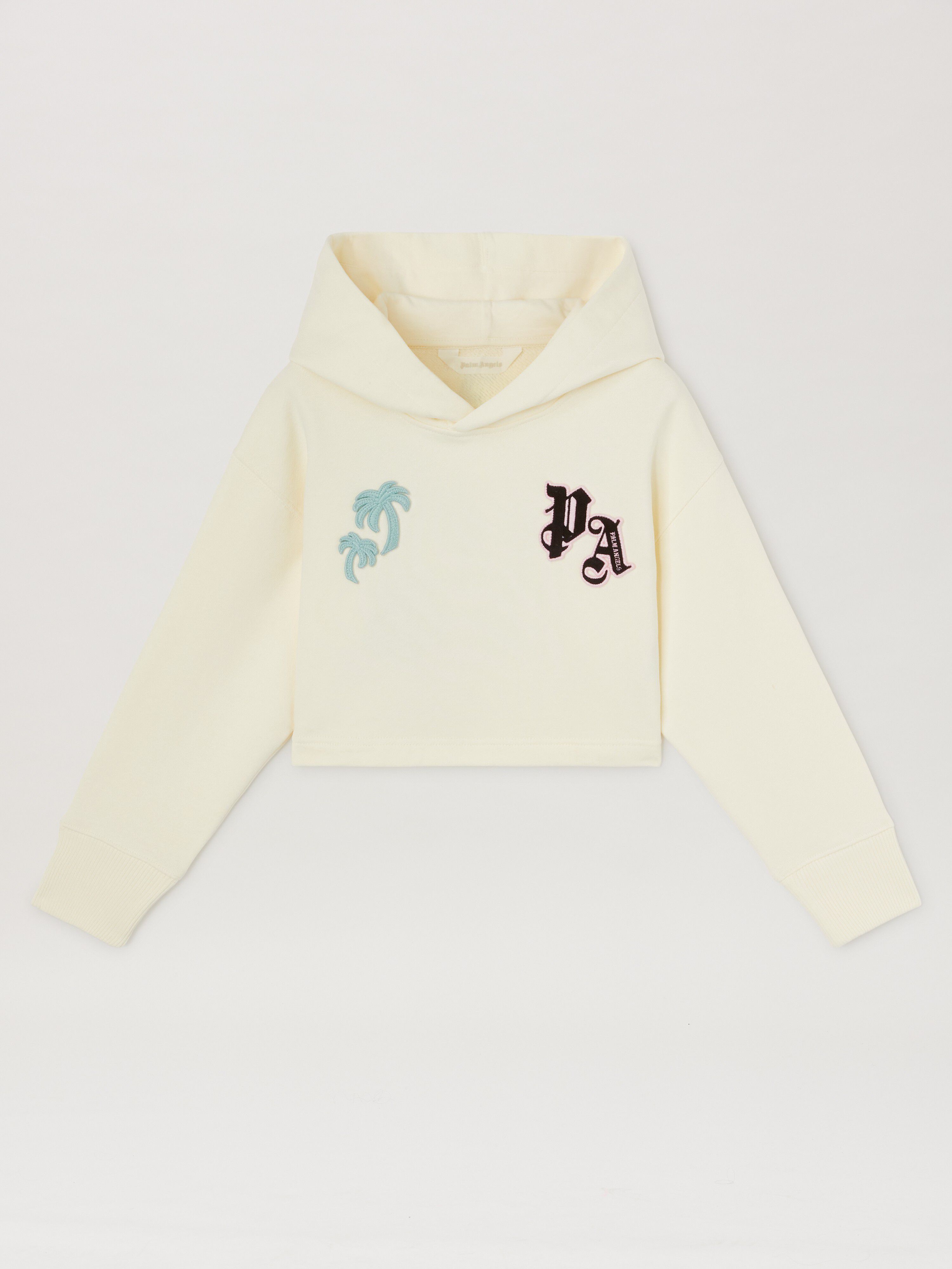 PALM ANGELS  Team Palm cropped hoodie BUTTER BLACK PGBB017S25FLE001