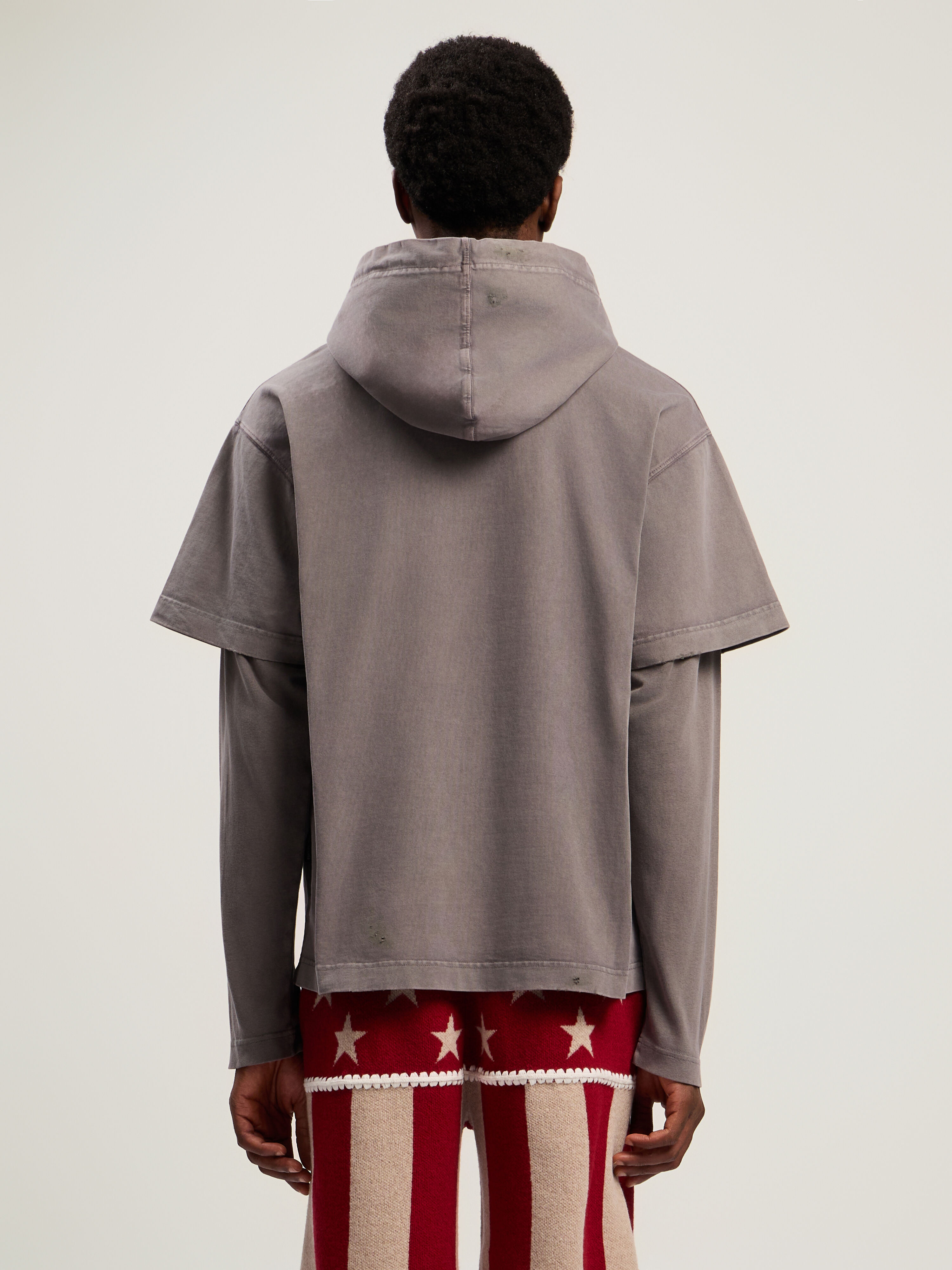 PALM ANGELS Monogram Distressed Hoodie MEDIUM GREY - BLACK PMBB178F25FLE001