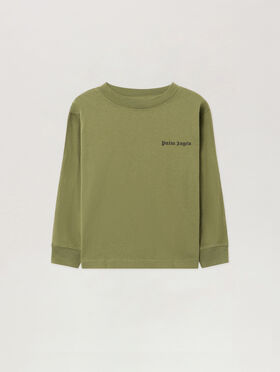 PALM ANGELS Pa Minitrack Tshirt L/Sn MILITARY GREEN - BLACK PBAB001F25JER001