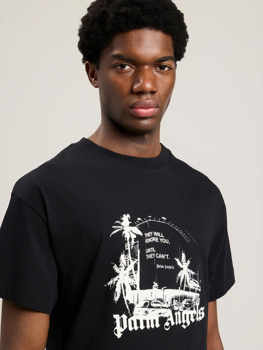 PALM ANGELS Palm Statement T-Shirt BLACK OFF WHITE PMAA109S26JER006