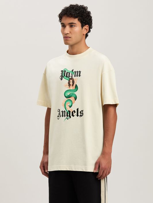 PALM ANGELS  Pin up T-shirt AVORIO - NERO PMAA001S25JER007