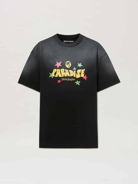 PALM ANGELS  Paradise T-shirt BLACK - YELLOW PMAA001S25JER001