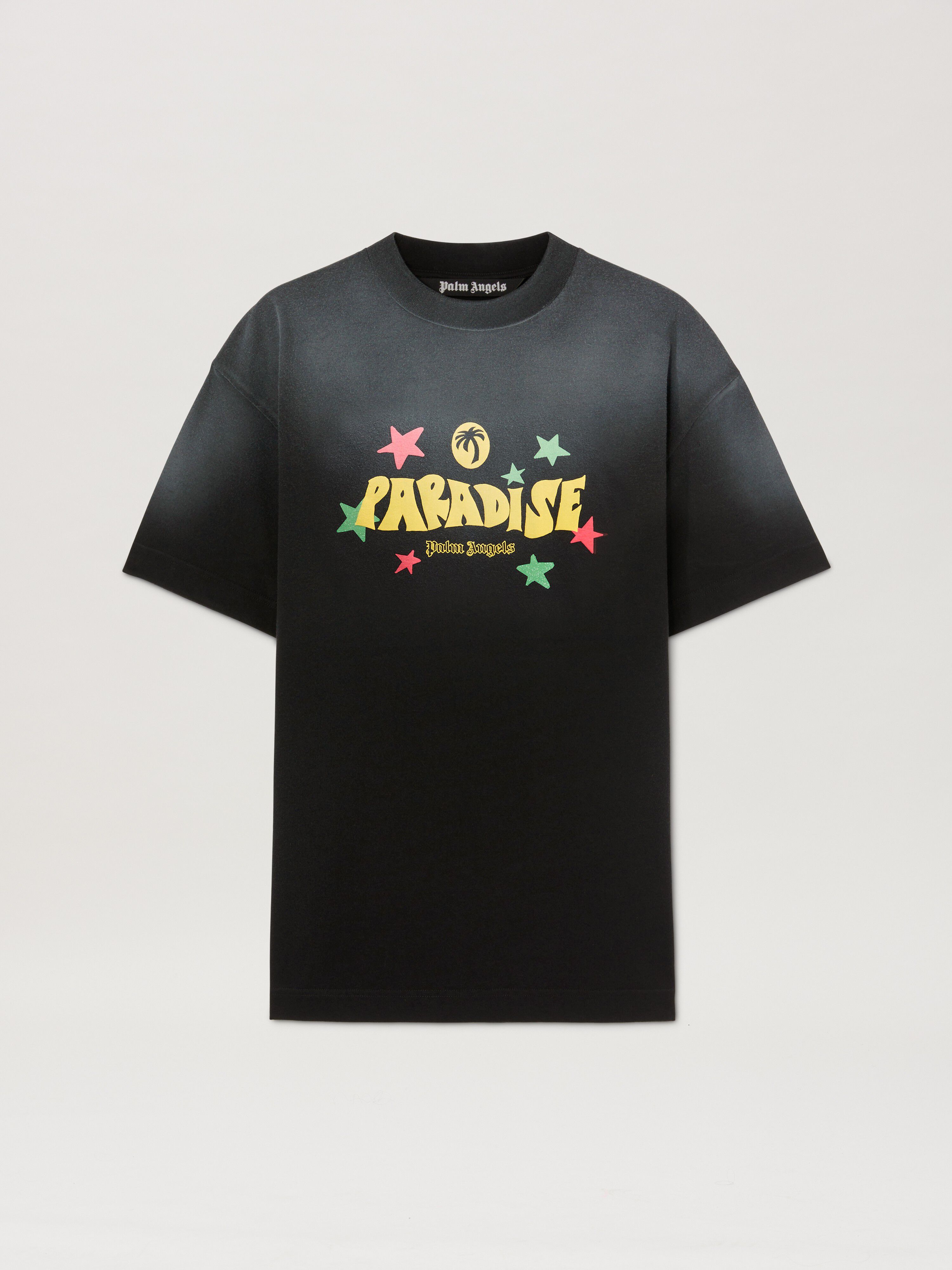PALM ANGELS  Paradise T-shirt BLACK - YELLOW PMAA001S25JER001
