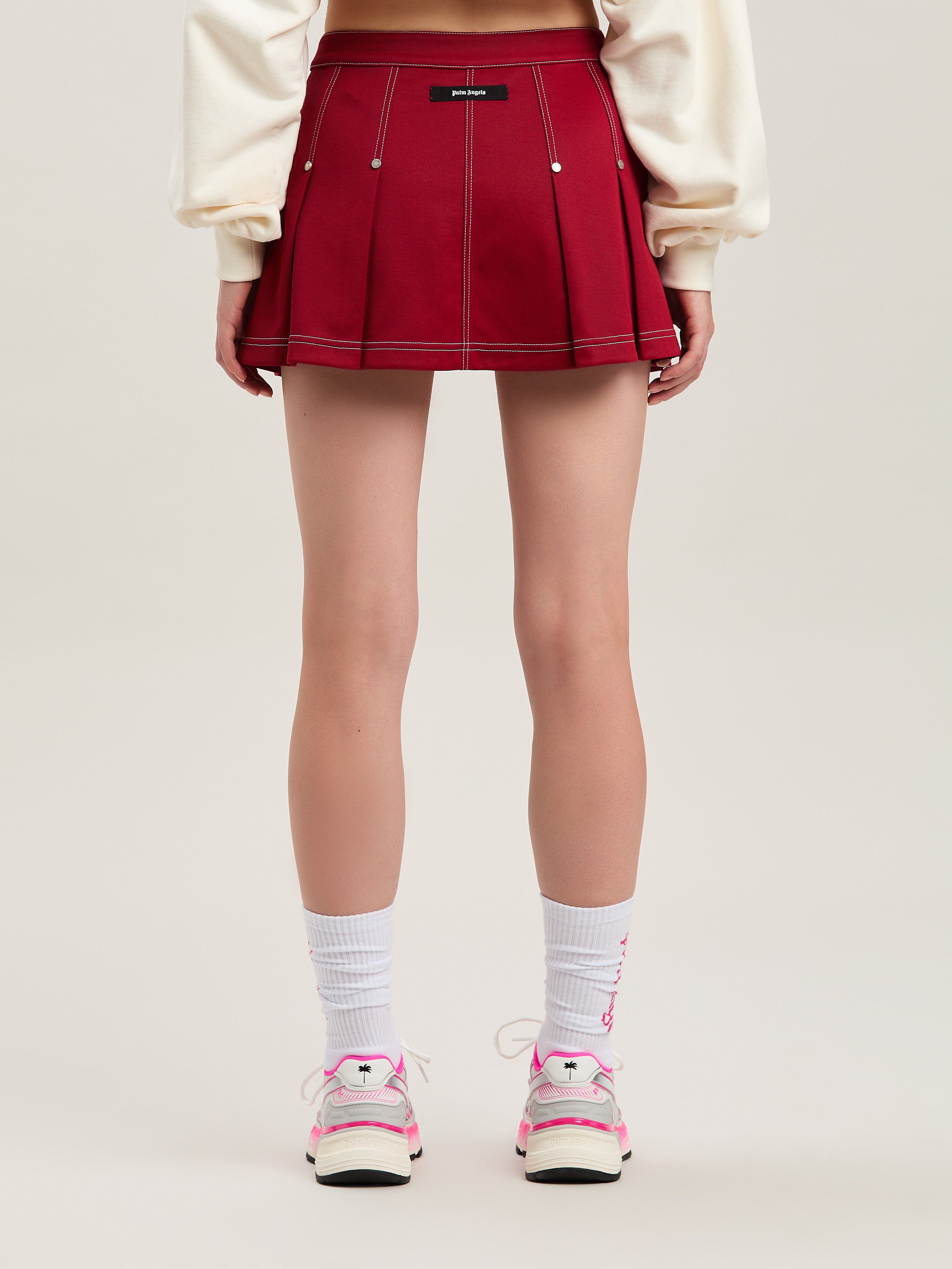 PALM ANGELS  Pleated Mini Skirt RED - RED PWCC085S25FAB001