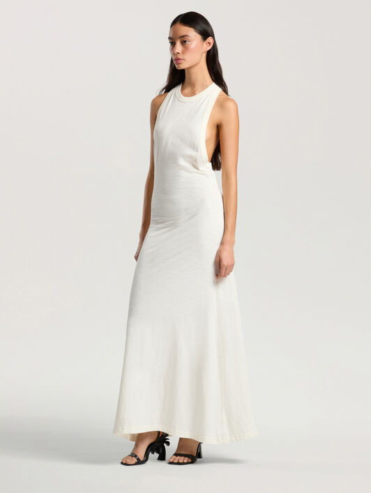 PALM ANGELS Curved Logo Essential Dress OFF WHITE - KAKI PAWDH01F26JR01