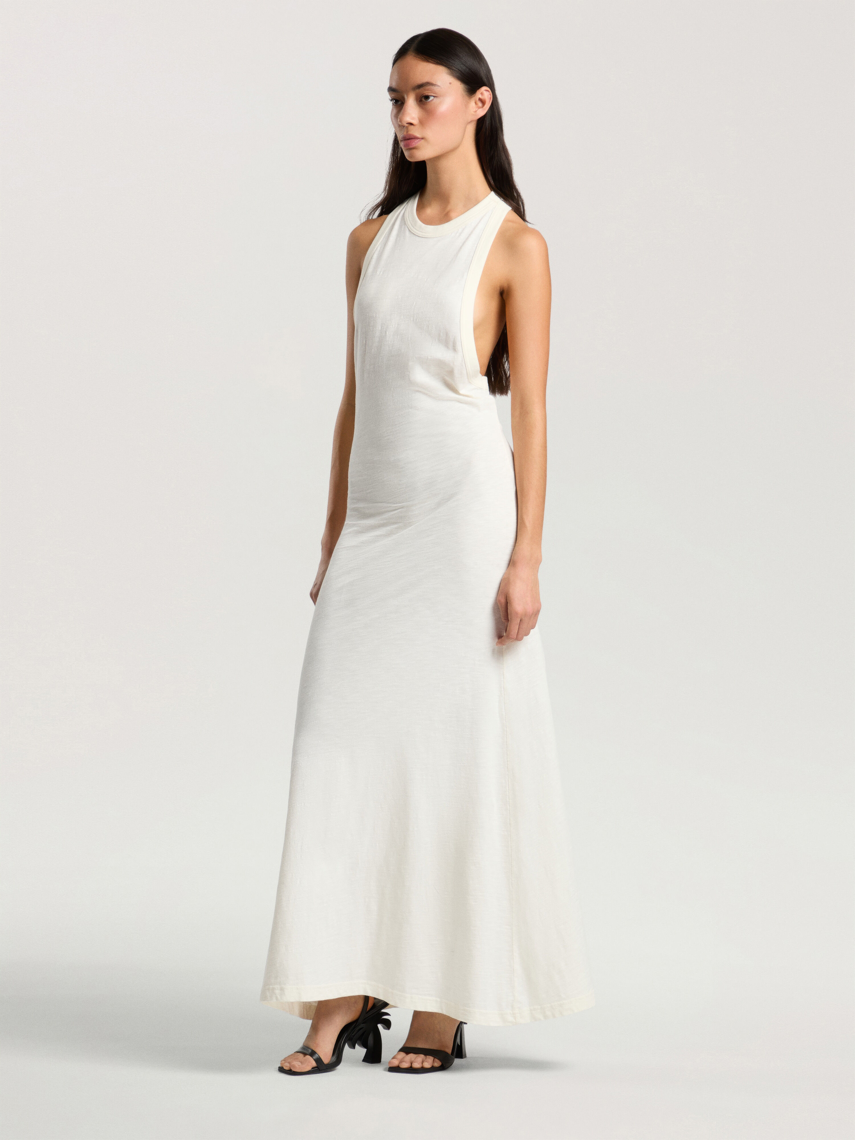 PALM ANGELS Curved Logo Essential Dress OFF WHITE - KAKI PAWDH01F26JR01
