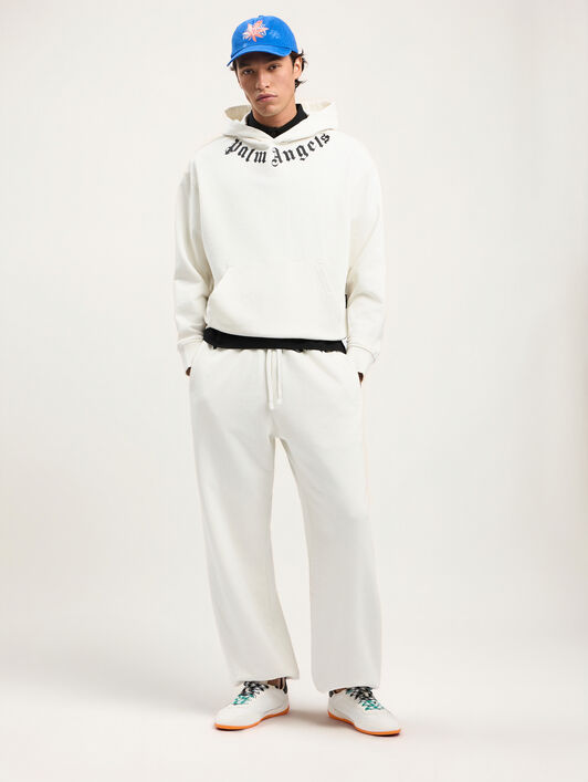 PALM ANGELS Neck Logo Hoodie OFF WHITE BLACK PMBB17DS26FLE007