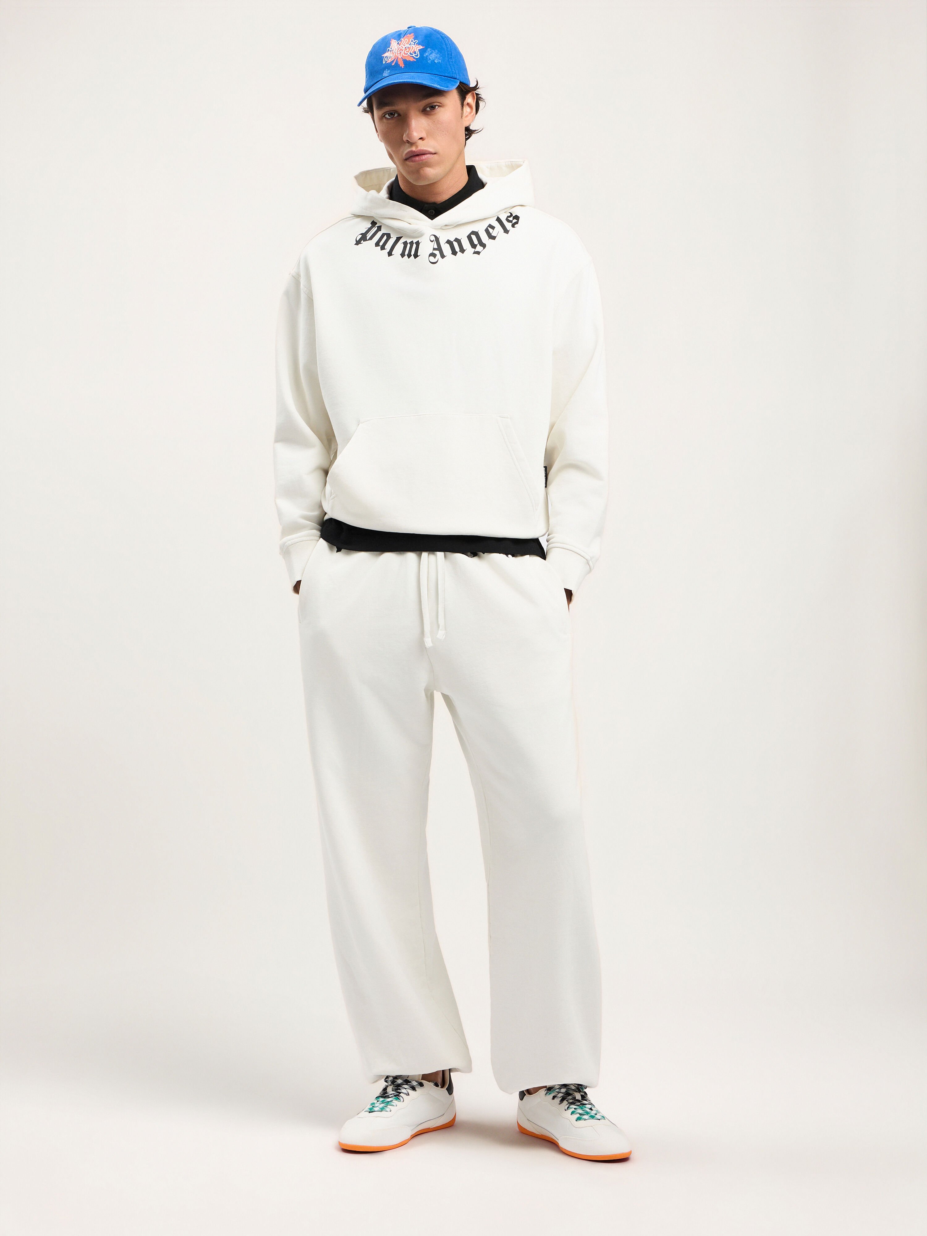 PALM ANGELS Neck Logo Hoodie OFF WHITE BLACK PMBB17DS26FLE007