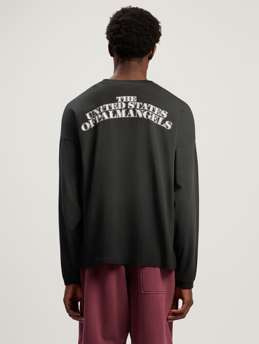 Dollar Graphic Long Sleeve T-Shirt PALM ANGELS Dollar Graphic Long Sleeve T-Shirt VINTAGE BLACK - LIGHT GREY PMAB05CF25JER001
