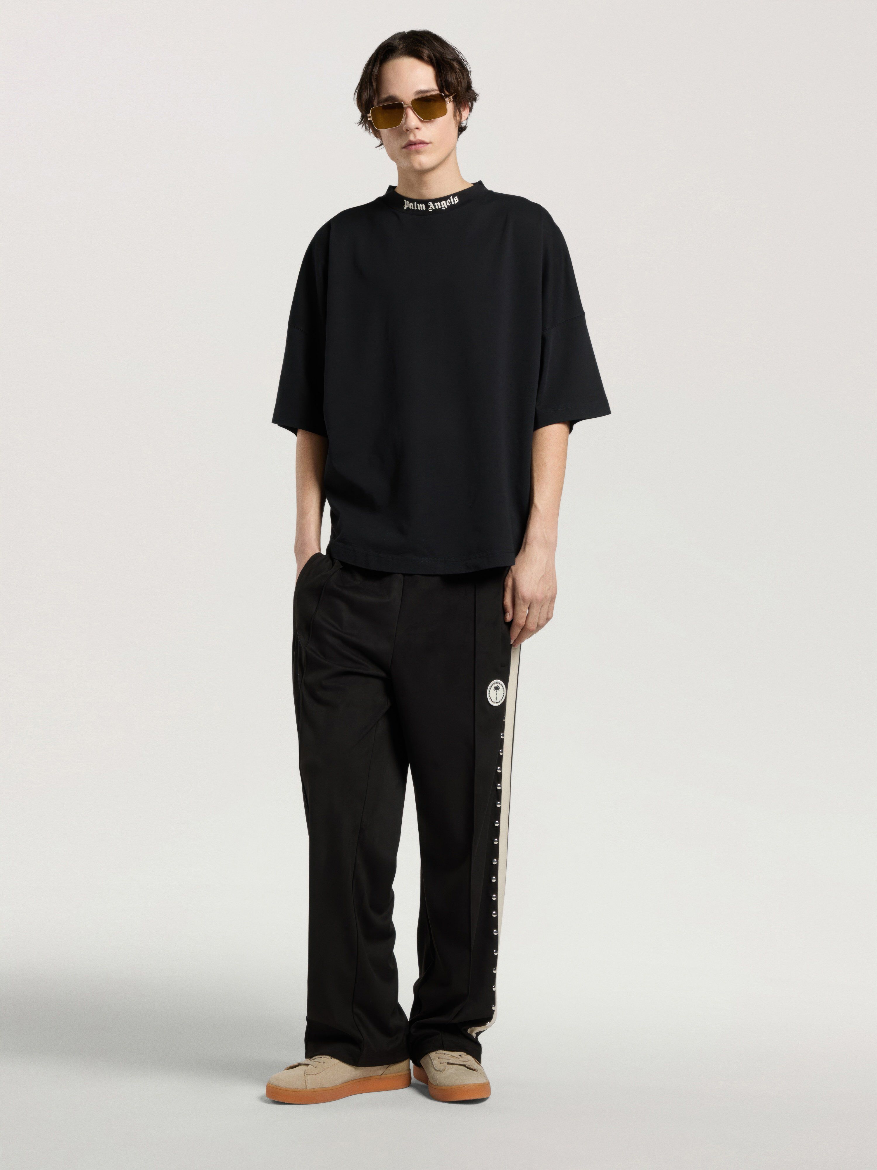 PALM ANGELS Classic Logo Oversized T-Shirt BLACK - OFF WHITE PAMAA05F26JR02