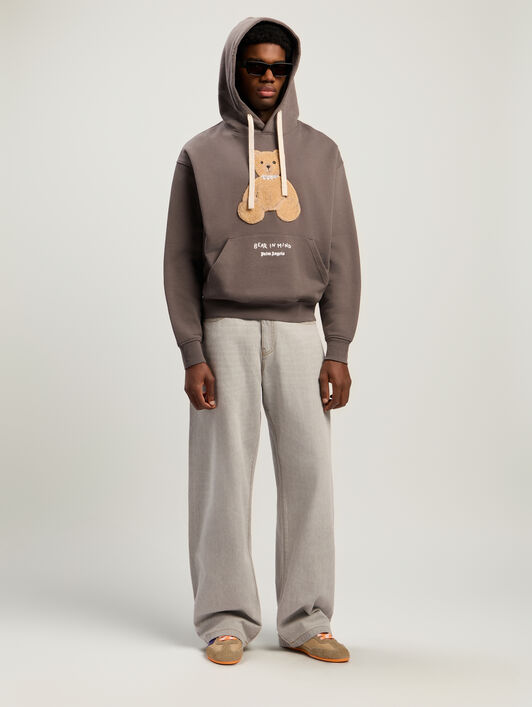 PALM ANGELS Bear In Mind Hoodie DARK GREY - BROWN PMBB17DF25FLE004