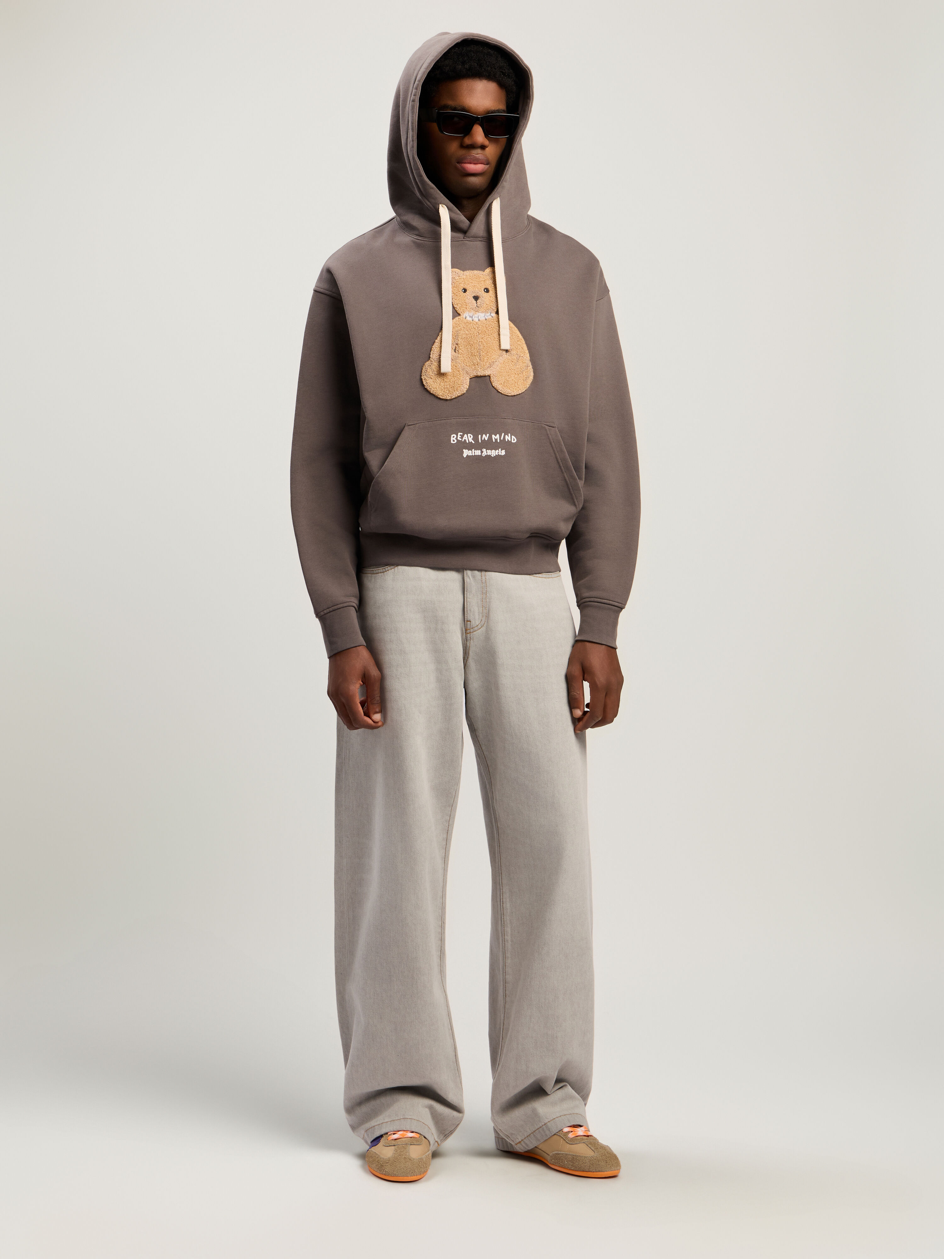 PALM ANGELS Bear In Mind Hoodie DARK GREY - BROWN PMBB17DF25FLE004