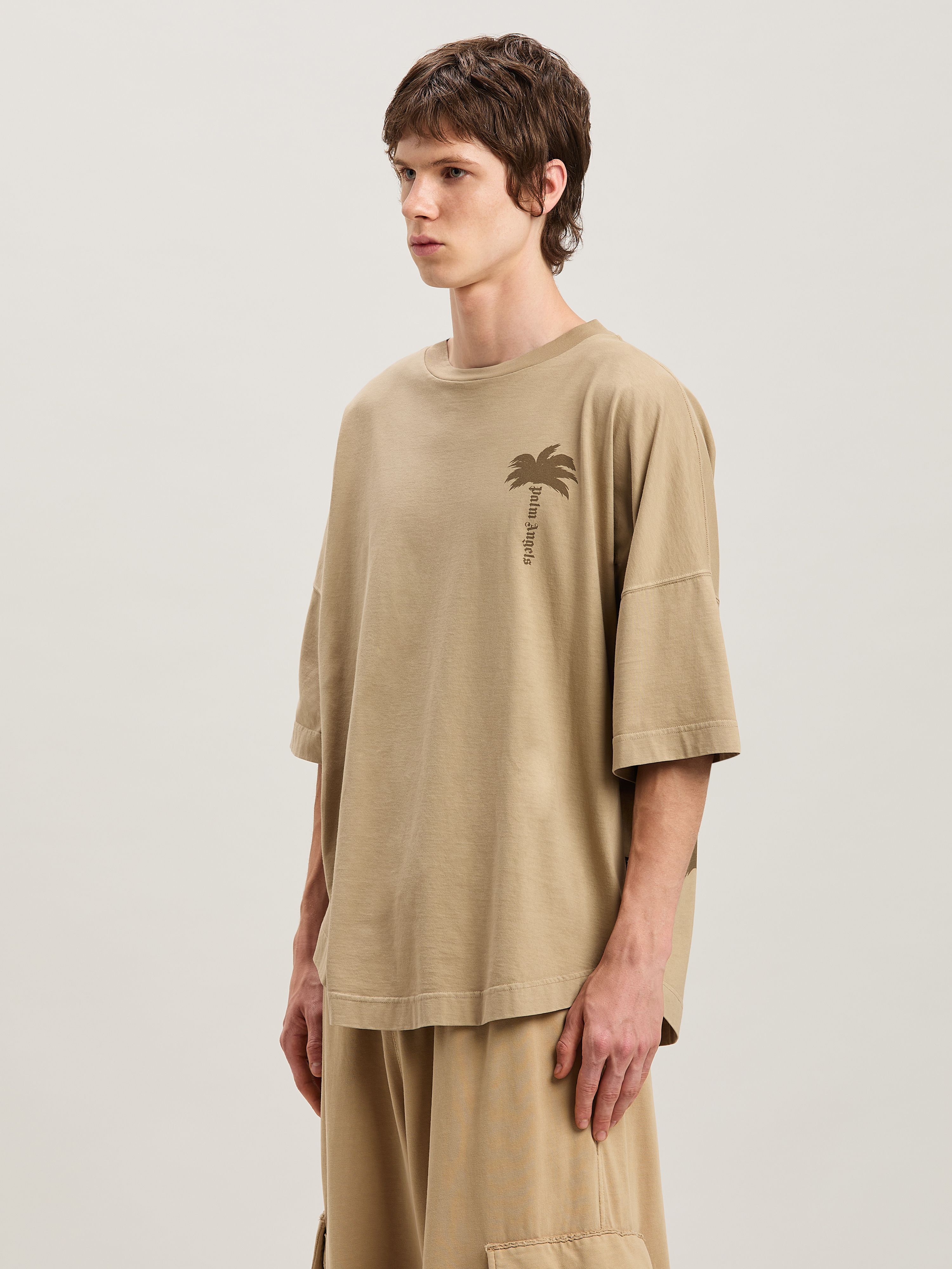 PALM ANGELS  Palmen Over T-Shirt BEIGE - BEIGE PMAA002S25JER004