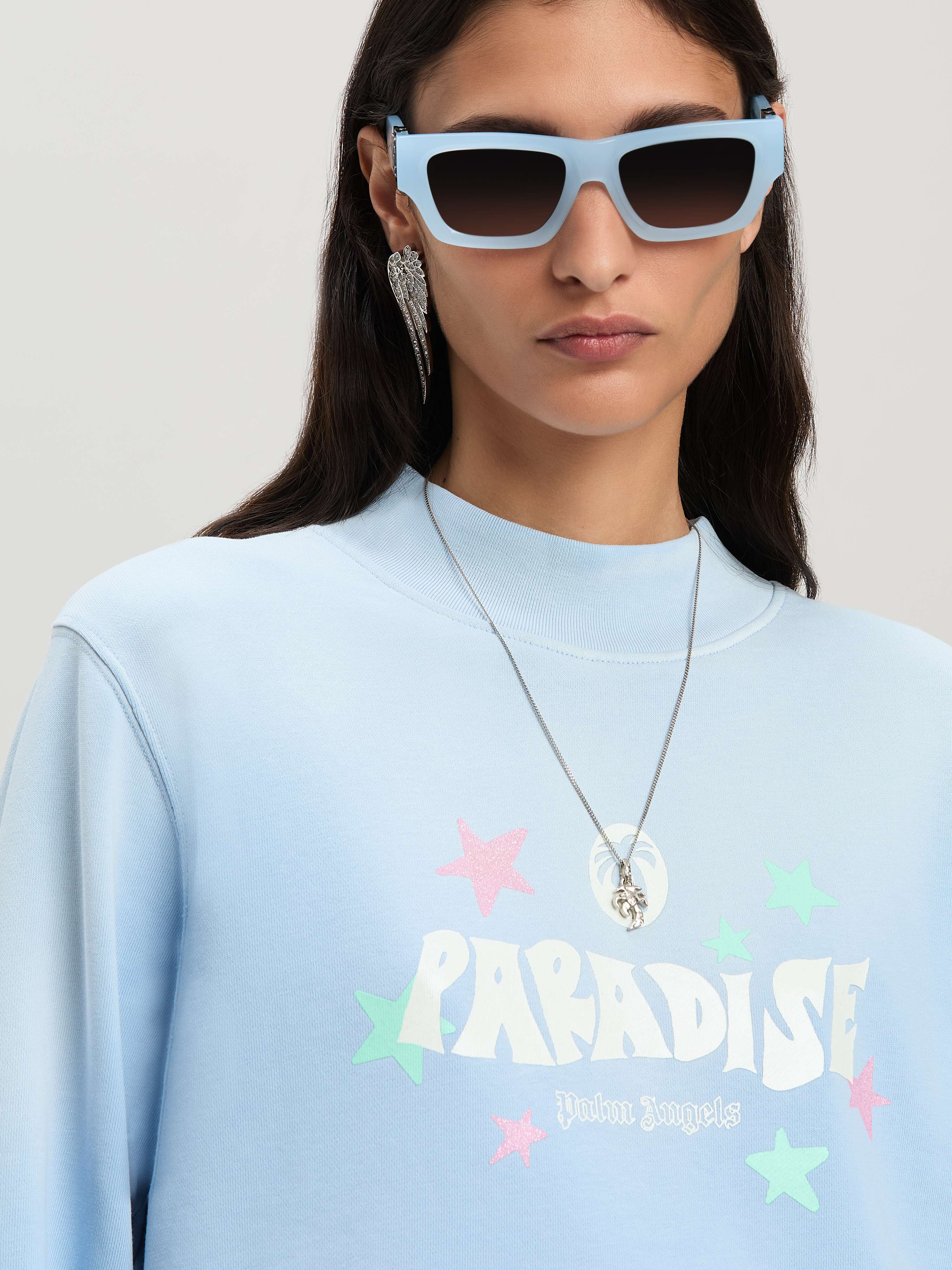 PALM ANGELS  Paradise Sweatshirt mit Rundhalsausschnitt BABY BLUE - OFF WHITE PWBA016S25FLE001
