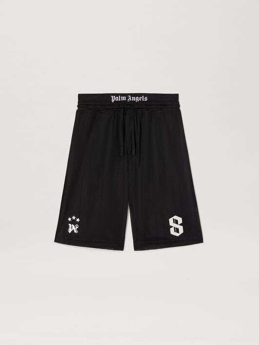 PALM ANGELS  Palm Sport bermuda BLACK - OFF WHITE PMCI022S25FAB002