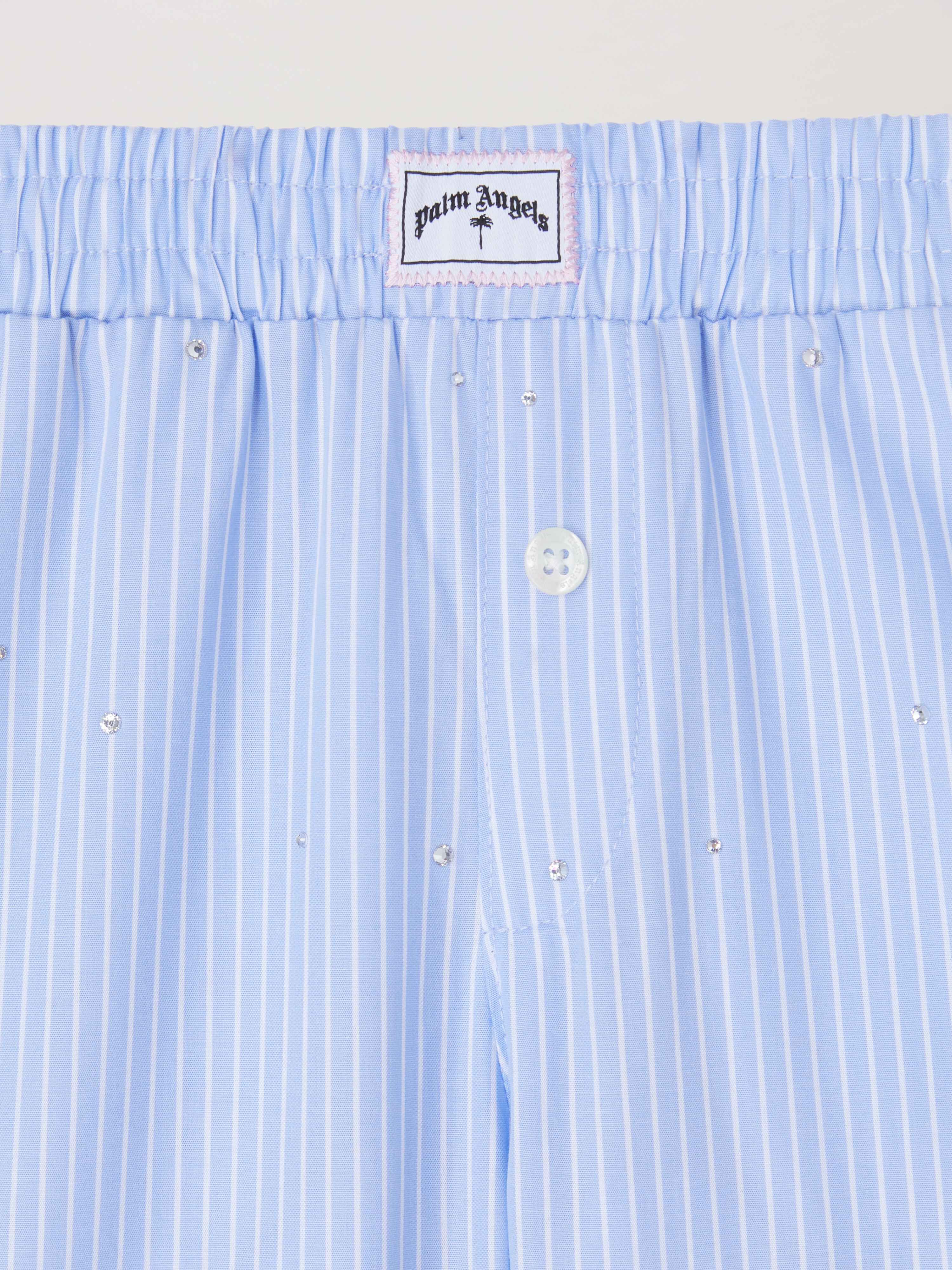 PALM ANGELS  Rheinstone striped wide pants DUSTY BLUE - WHITE PGCA021S25FAB001
