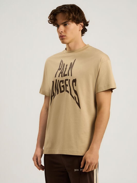 Palm Distorted Regular T-Shirt PALM ANGELS Palm Distorted Regular T-Shirt KAKI - BROWN PAMAA01F26JR16
