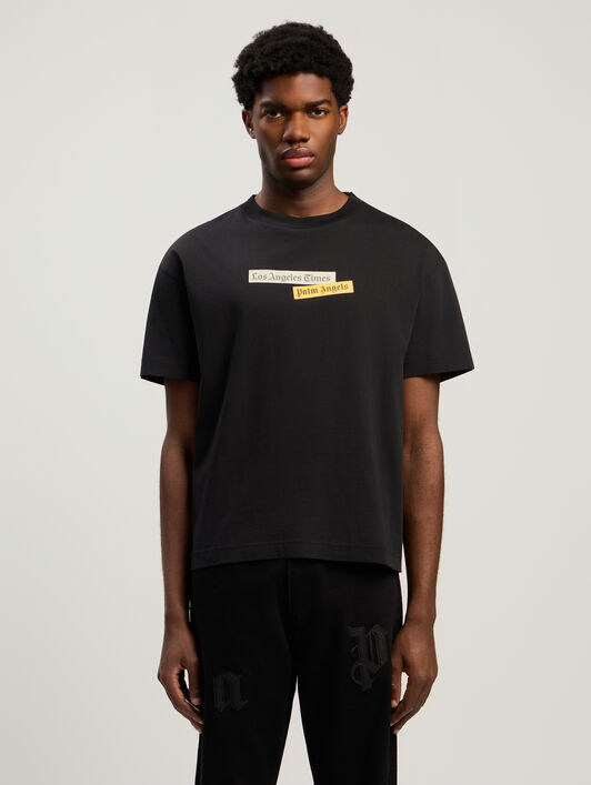 PALM ANGELS Paxlatimes Reg T-Shirt BLACK - MULTICOLOR PMAA109F25JER004