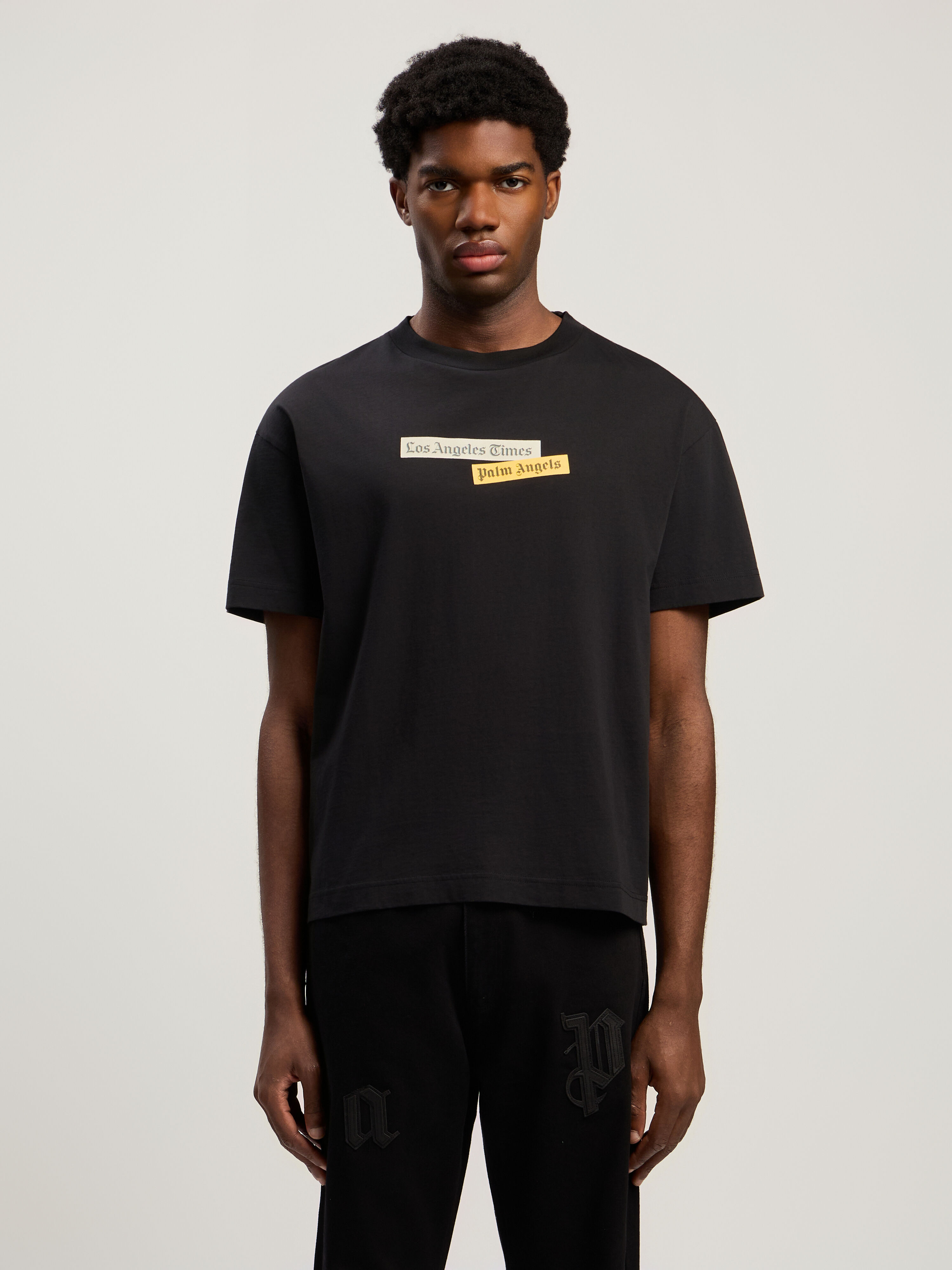 PALM ANGELS Paxlatimes Reg T-Shirt BLACK - MULTICOLOR PMAA109F25JER004