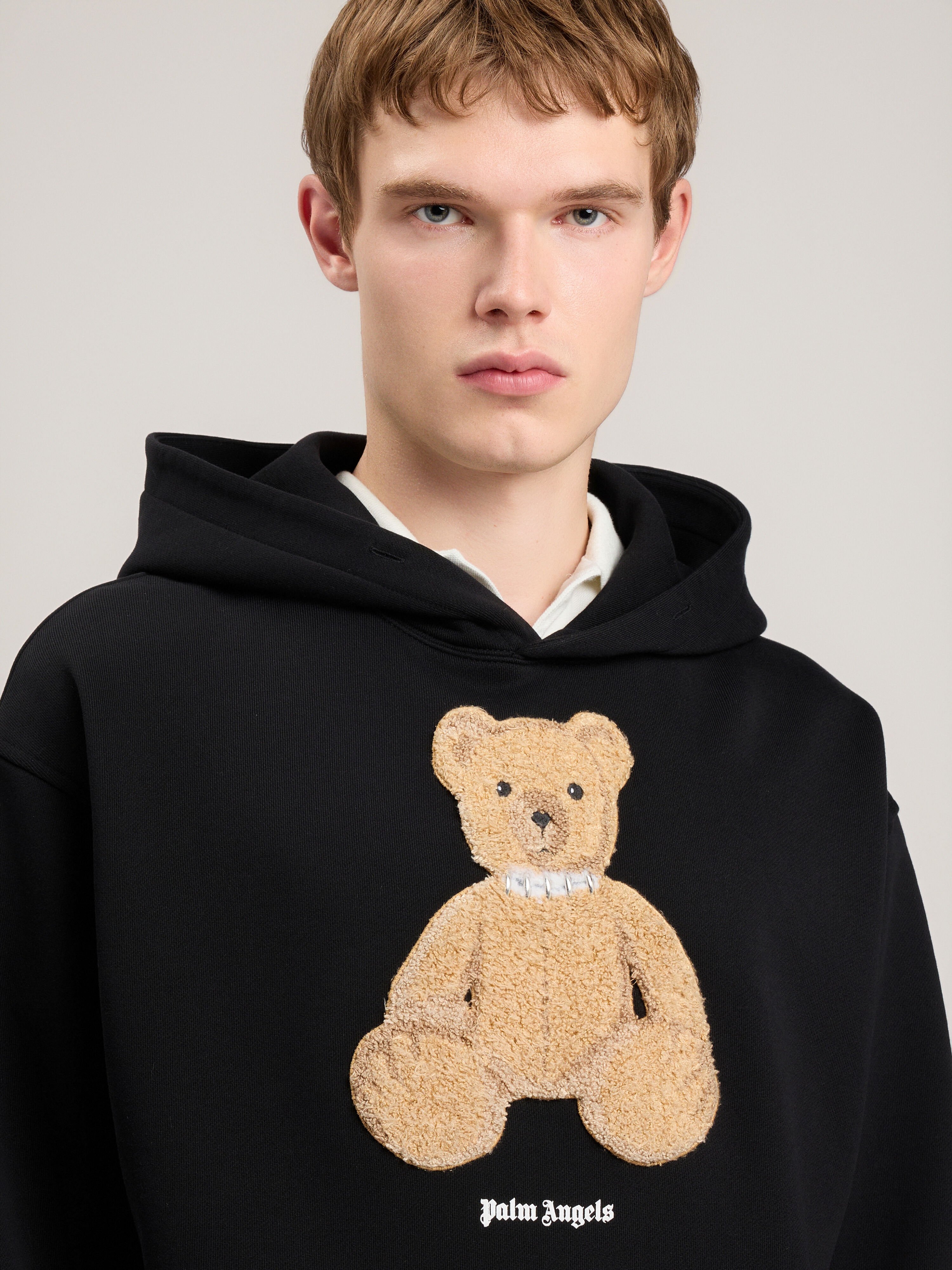 PALM ANGELS Bear Hoodie BLACK BROWN PMBB17DS26FLE00C