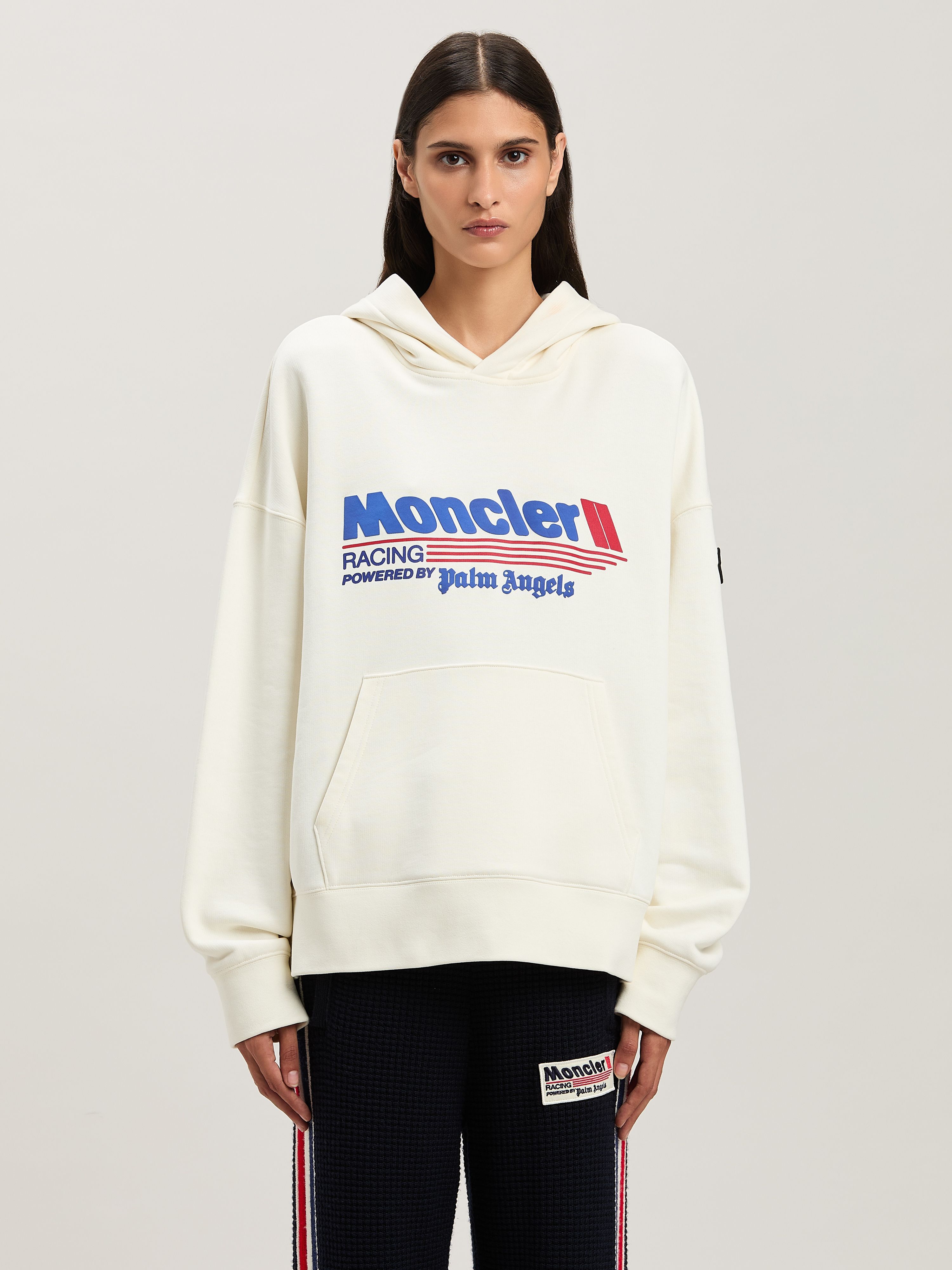 PALM ANGELS  Racing Hoodie Moncler x Palm Angels WHITE - BLUE PMBA08DT25FLE001