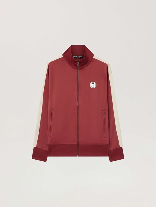 PALM ANGELS Palm Tree Track Top BRICK RED - OFF WHITE PAMBD01F26FB02