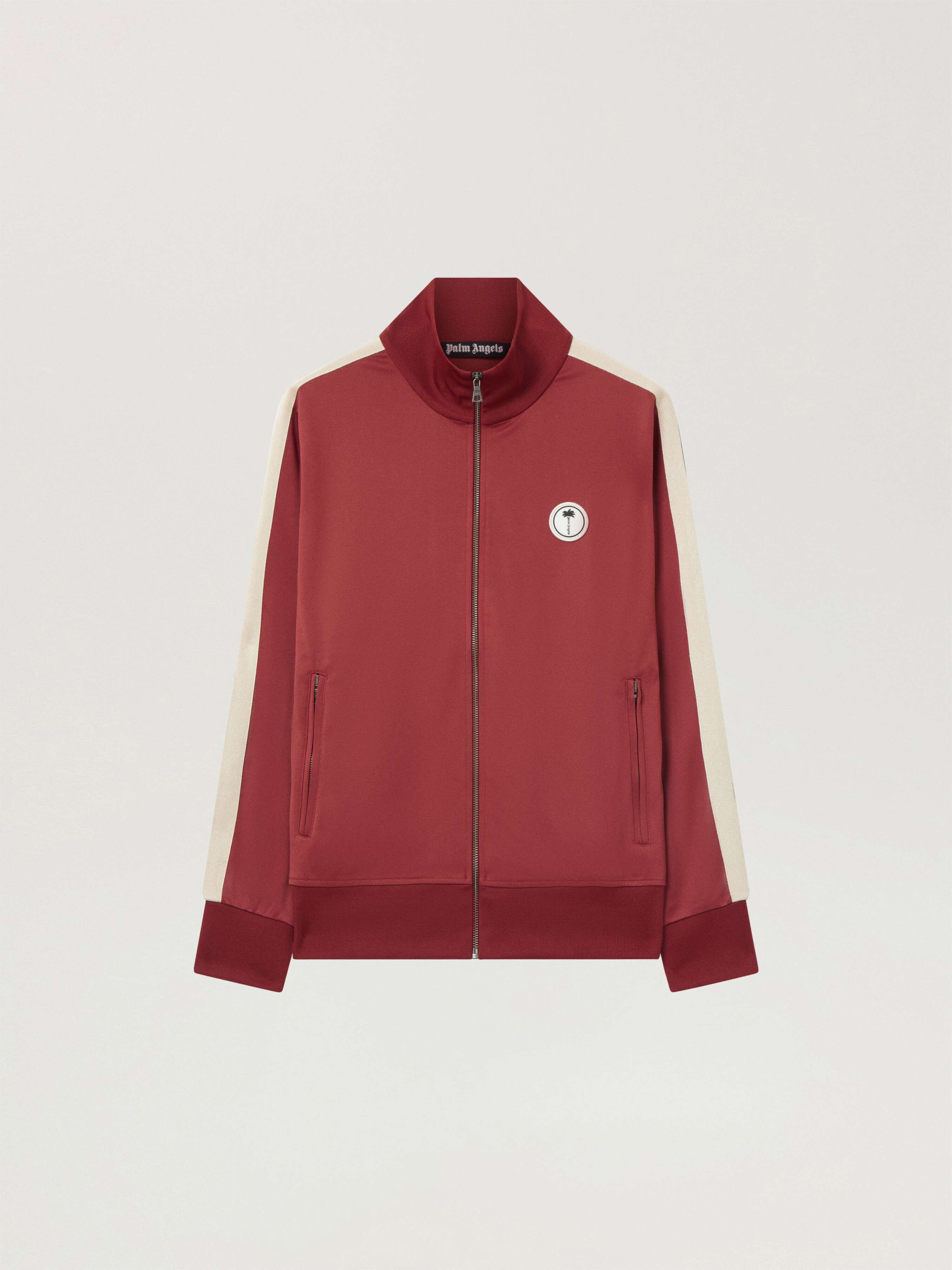 PALM ANGELS Palm Tree Track Top BRICK RED - OFF WHITE PAMBD01F26FB02
