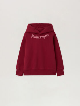 PALM ANGELS Neck Logo Reg.Hoodie BRICK RED - PGBB015F25FLE002