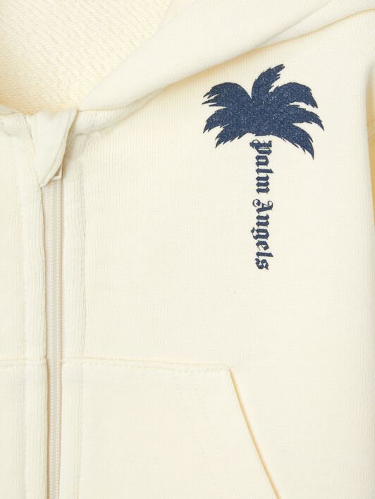 PALM ANGELS  The Palm zippered hoodie BUTTER BLUE PBXV001S25FLE001