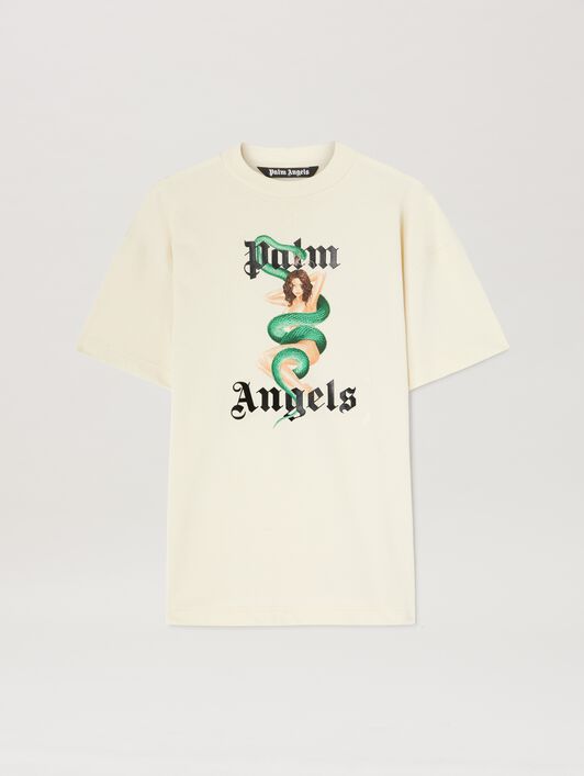 PALM ANGELS  Pin up T-shirt AVORIO - NERO PMAA001S25JER007