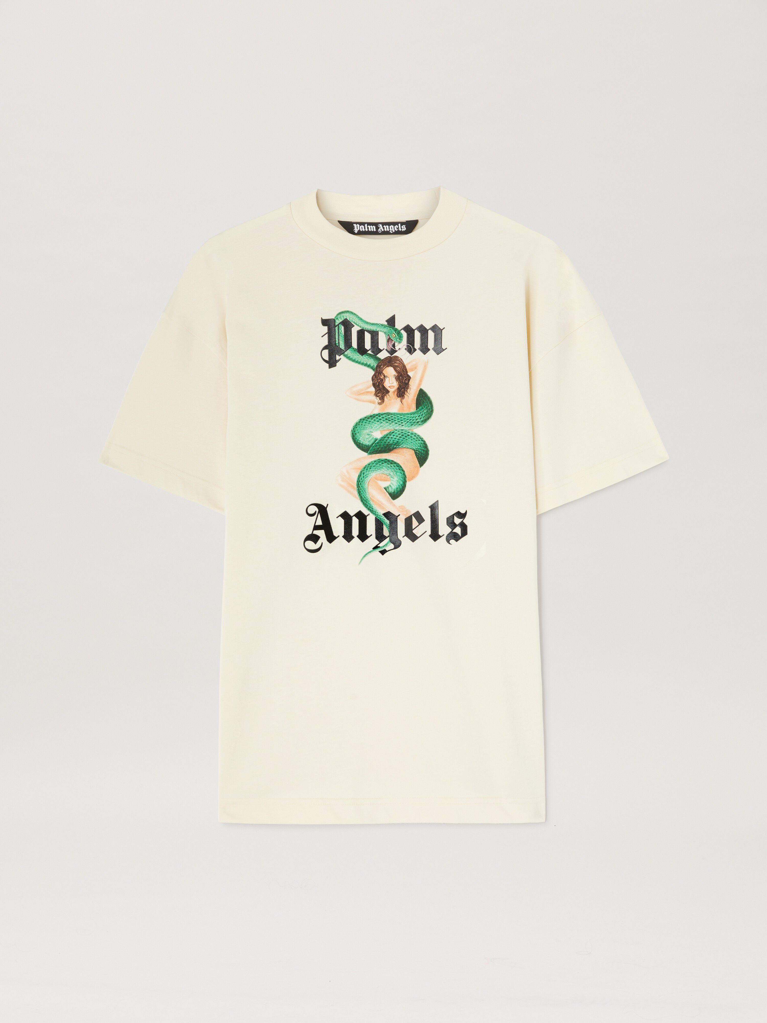PALM ANGELS  Pin up T-shirt AVORIO - NERO PMAA001S25JER007