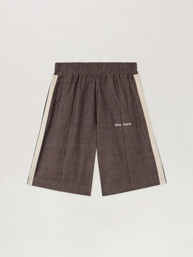 PALM ANGELS Classic Logo Track Shorts BROWN OFF WHITE PMCB05CS26FAB001