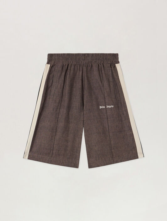 PALM ANGELS Classic Logo Track Shorts BROWN OFF WHITE PMCB05CS26FAB001