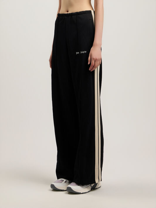 PALM ANGELS Classic Logo Loose Track Pants BLACK OFF WHITE PWCJ031S26FAB001