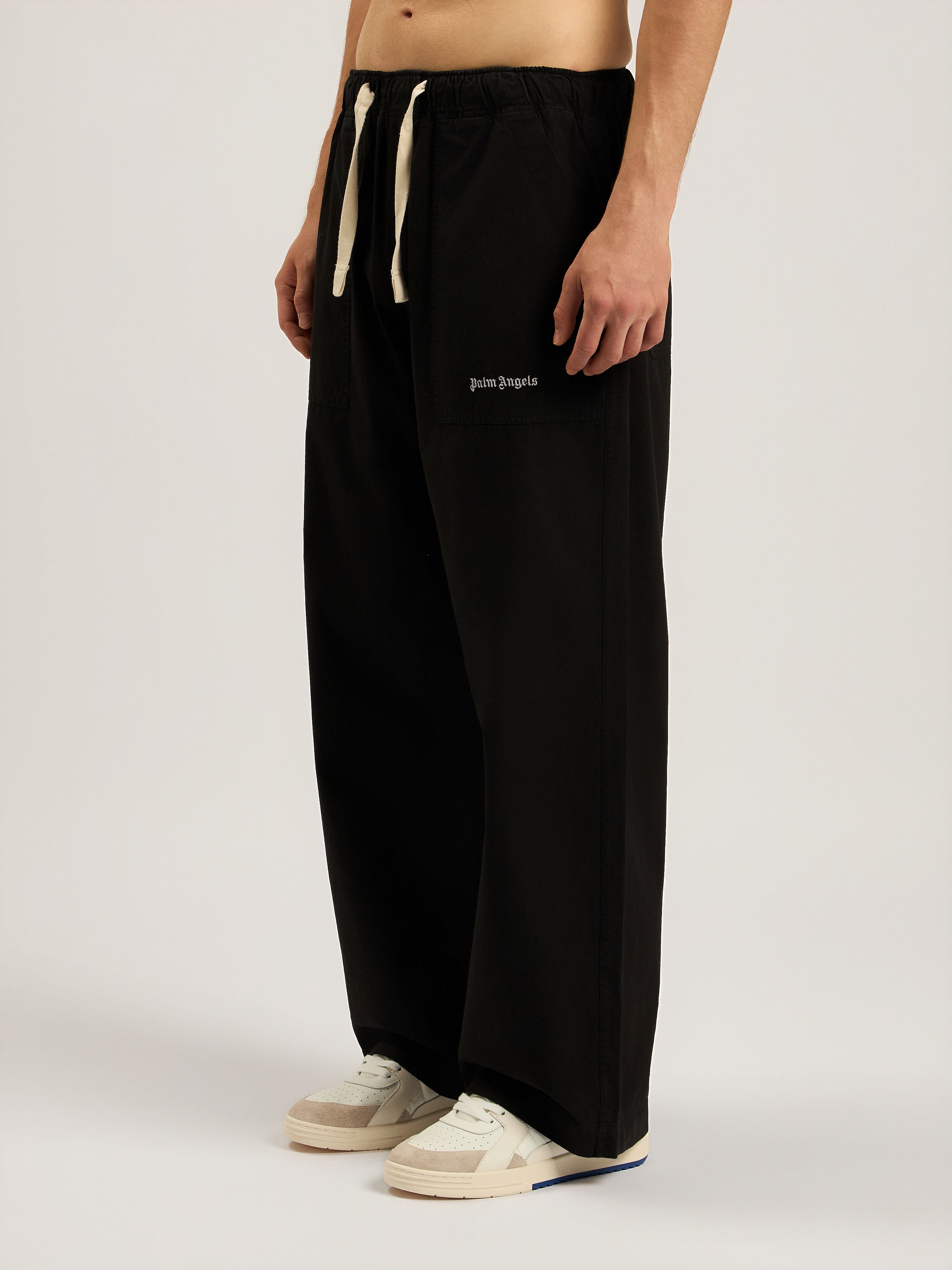 Classic Logo Loose Pants PALM ANGELS Classic Logo Loose Pants BLACK - OFF WHITE PAMCA04F26FB01