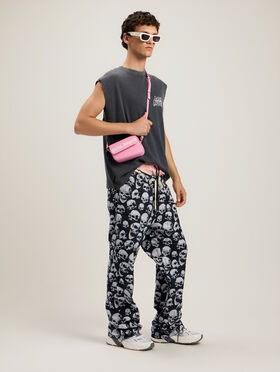 PALM ANGELS Palm Leaf Distressed Tank BLACK MULTICOLOR PMAC00BS26JER001